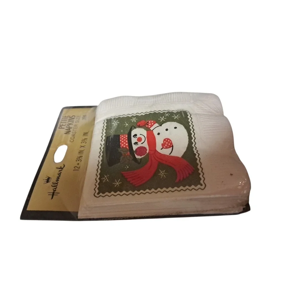 Hallmark‎ Petite Napkins Coaster Size.  Snowman 12 Napkins 3 3/8 X 3 3/8